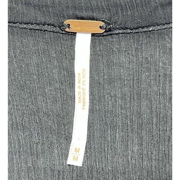 Free People Women Top Medium Black Sheer Gauzy Tunic Tank Buttons Fairy - Picture 3 of 5